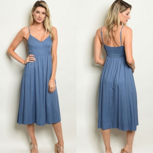 (12)💙 New Adorable Fit And Flare Lined Spring Summer Midi Dress💙 - Picture 1 of 3
